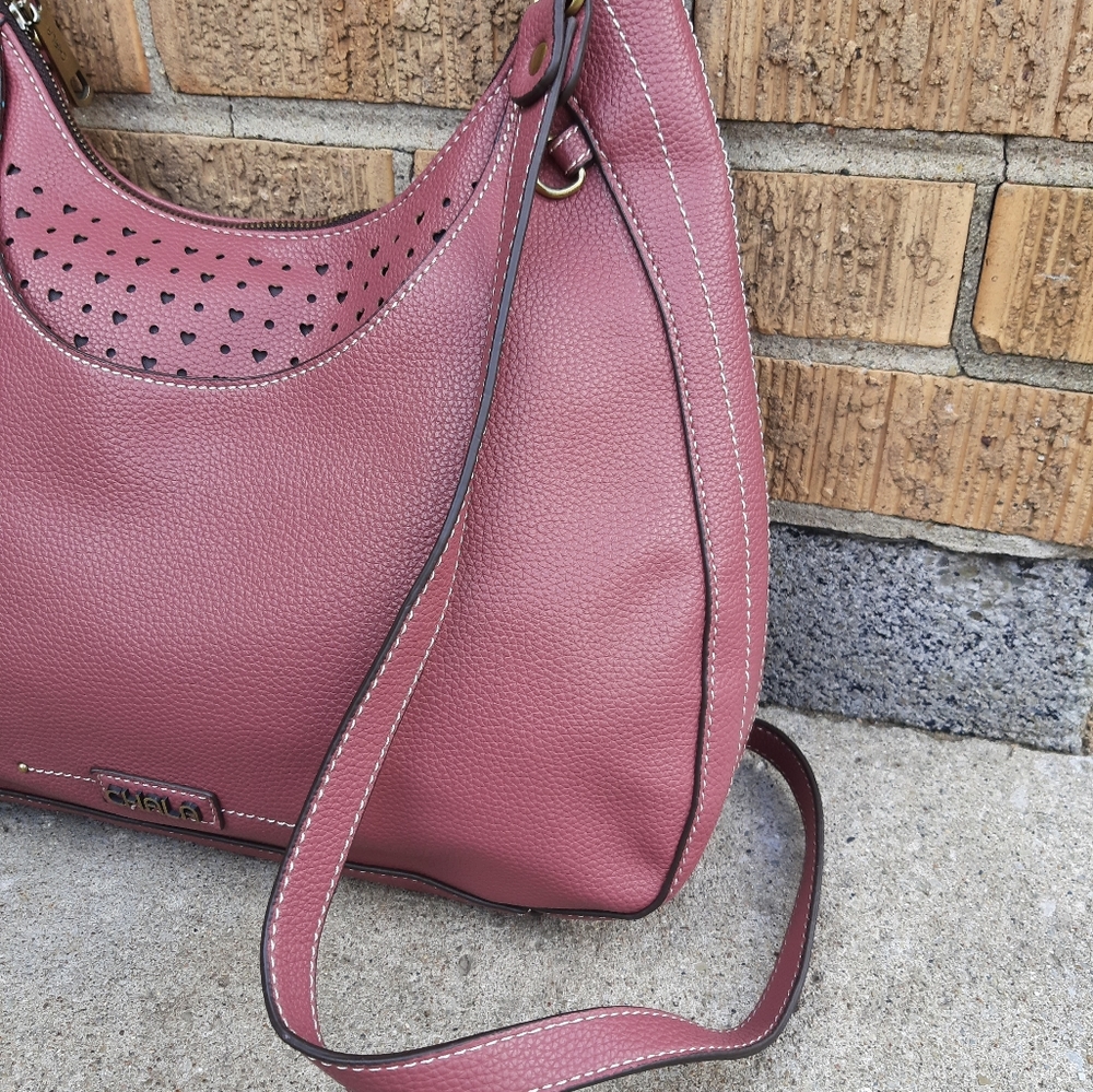 Chala Rose Large Pebbled Crossbody Hobo - Picture 3 of 10